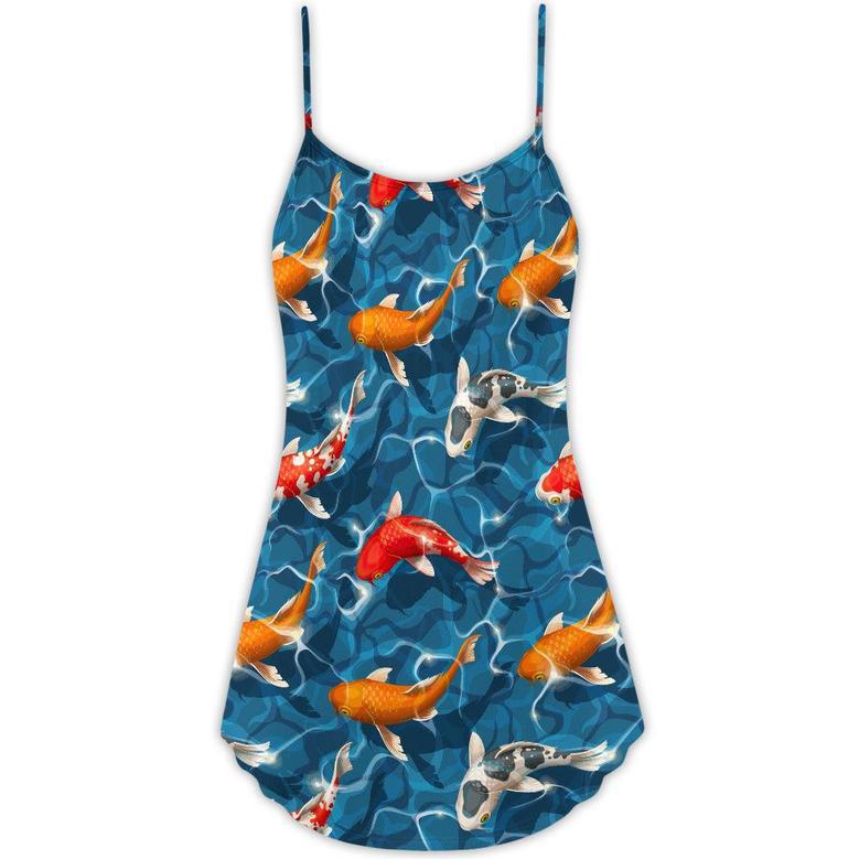 Koi Fish Swim Artificial Ponds - V-Neck Sleeveless Cami Dress