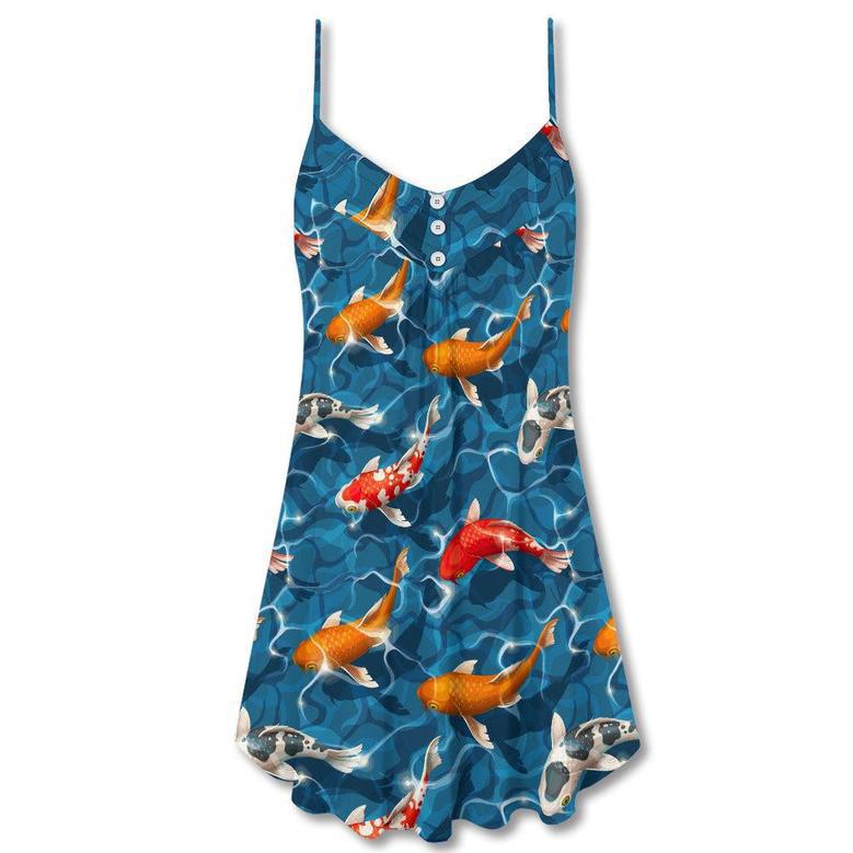 Koi Fish Swim Artificial Ponds - V-Neck Sleeveless Cami Dress