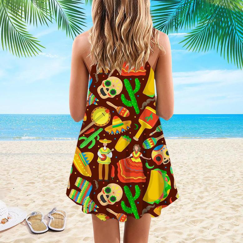 Let's Fiesta Cinco De Mayo Mexico Spaghetti Strap Summer Dress