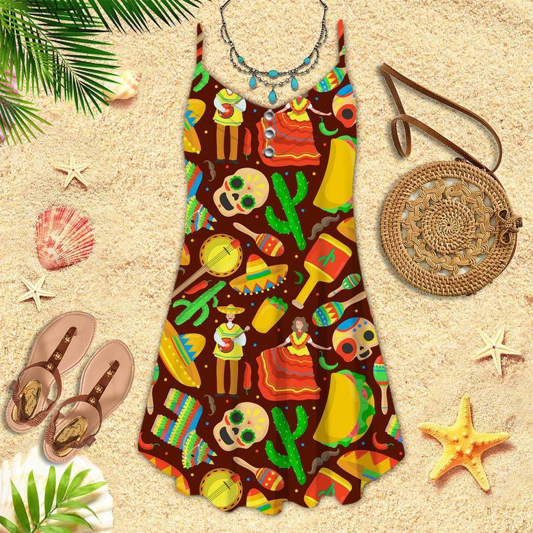 Let's Fiesta Cinco De Mayo Mexico Spaghetti Strap Summer Dress