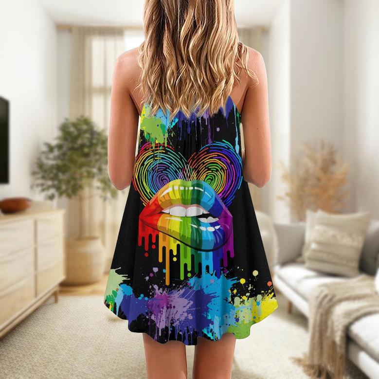 Lgbt Lips The Color Of Happiness - V-Neck Sleeveless Cami Dress