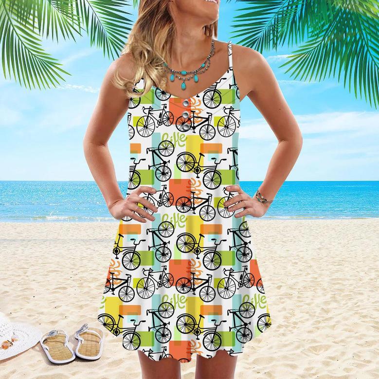 Life Is Better With Bicycle Spaghetti Strap Summer Dress