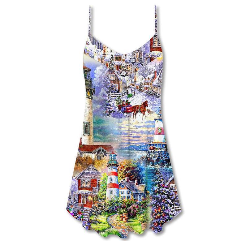 Lighthouse Christmas Santa Be A Lighthouse - V-Neck Sleeveless Cami Dress