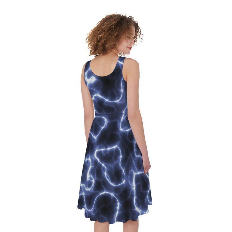 Lightning Chain Print Sleeveless Knee Length Dress