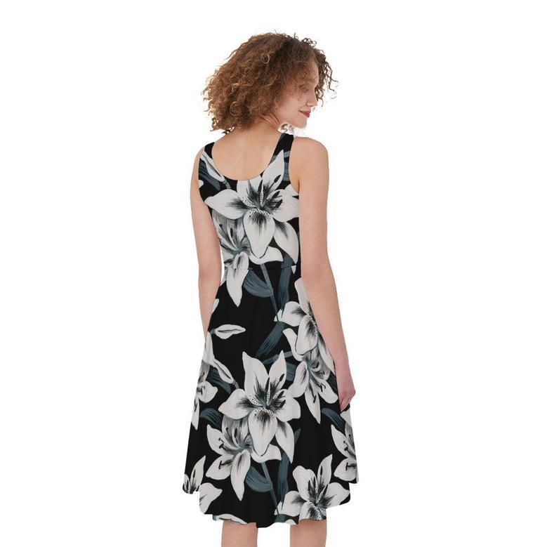 Lily Floral Pattern Print Sleeveless Knee Length Dress