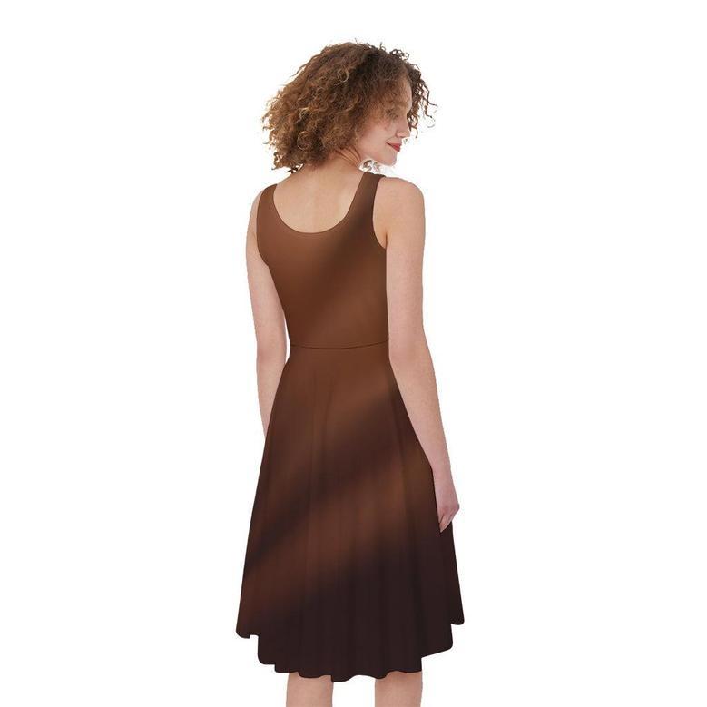 Liquid Chocolate Print Sleeveless Knee Length Dress