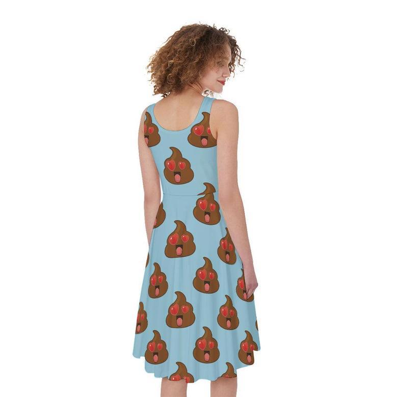 Lovely Poop Pattern Print Sleeveless Knee Length Dress