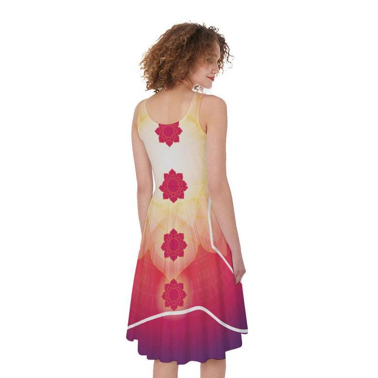 Mandala Chakras Aura Print Sleeveless Knee Length Dress