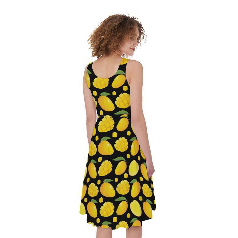 Mango Pattern Print Sleeveless Knee Length Dress