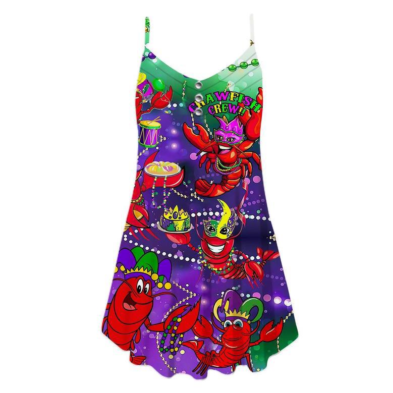 Mardi Gras Crawfish Crew Aloha Spaghetti Strap Summer Dress