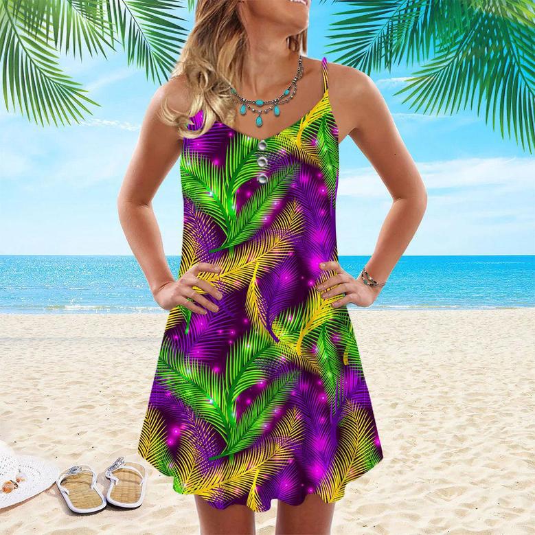 Mardi Gras Pattern Spaghetti Strap Summer Dress