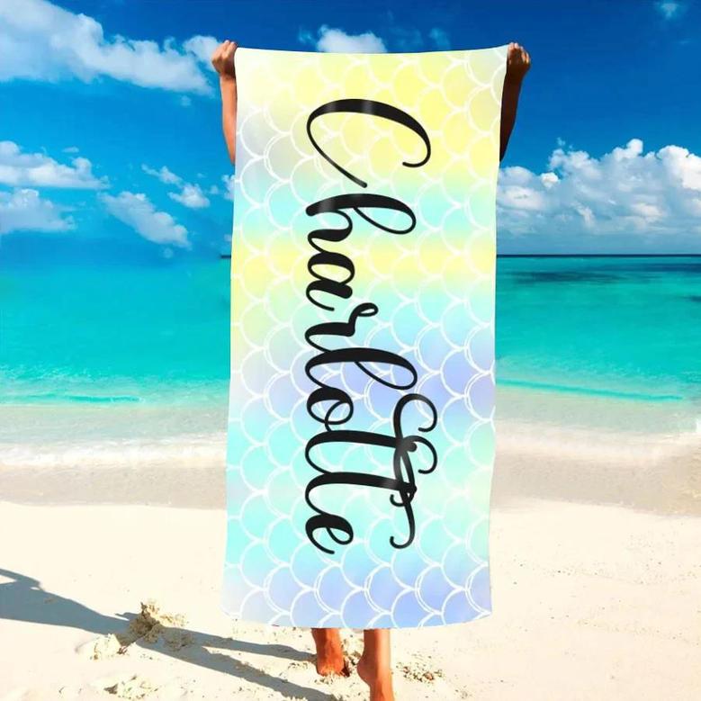 Mermaid Print Design Personalized Beach Towels Women Unique Gift