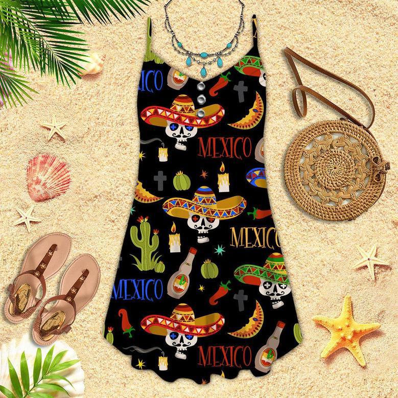 Mexican Symbols Cinco De Mayo Spaghetti Strap Summer Dress