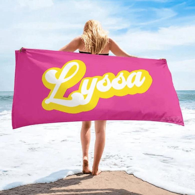 Multi-Color Tie Dye Personalized Beach Towels Name Pool Beach Gift