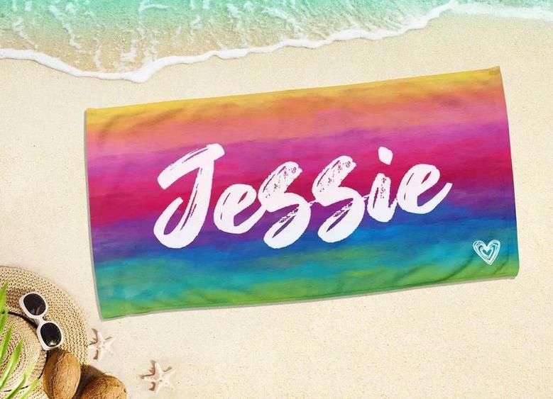 Multi-Color Tie Dye Personalized Beach Towels Name Pool Beach Gift