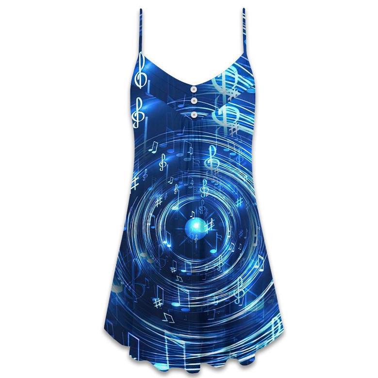 Music Neon Circle Music Notes - V-Neck Sleeveless Cami Dress