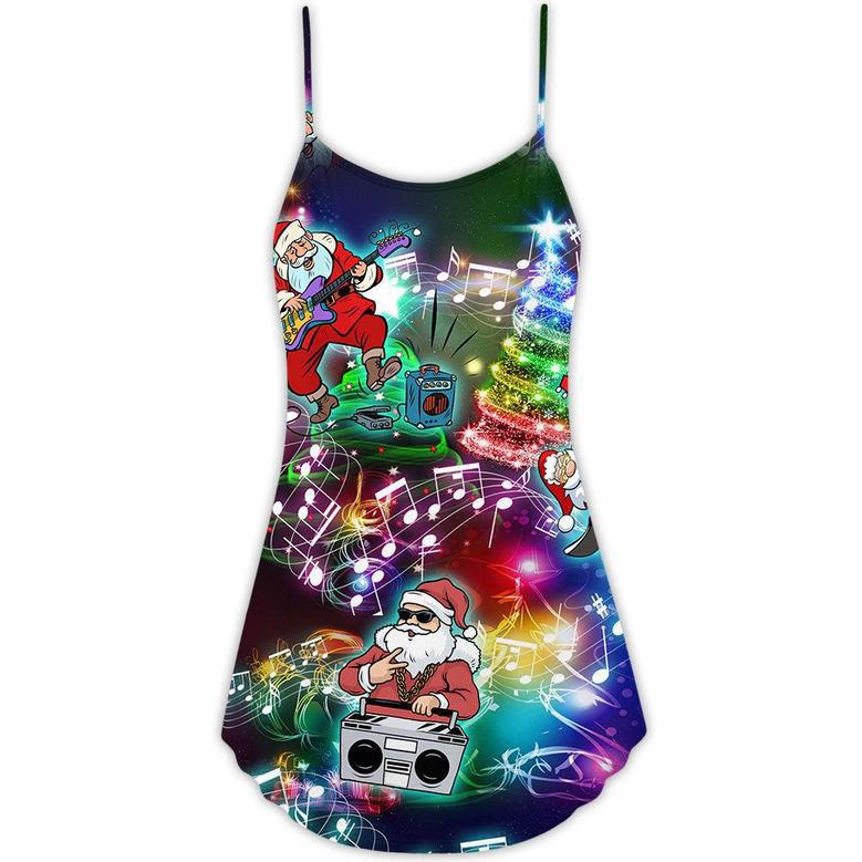 Music Santa Funny Merry Christmas - V-Neck Sleeveless Cami Dress