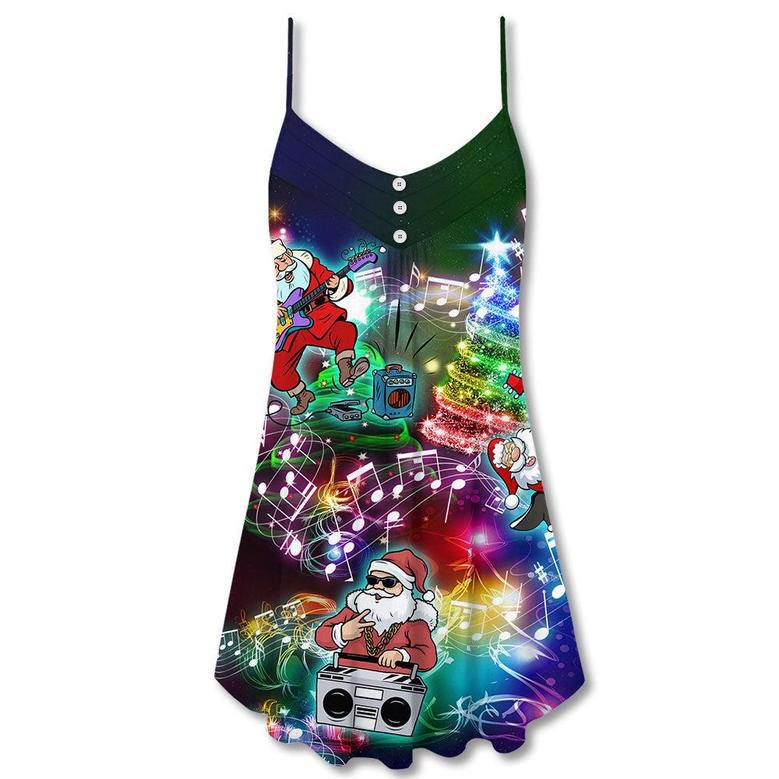 Music Santa Funny Merry Christmas - V-Neck Sleeveless Cami Dress