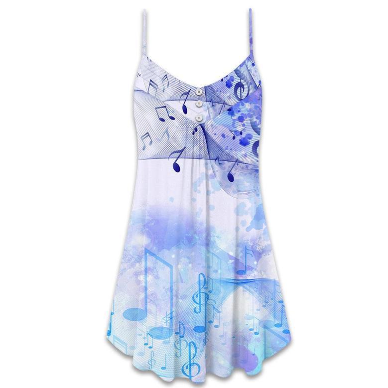 Music Watercolor Music Notes - V-Neck Sleeveless Cami Dress