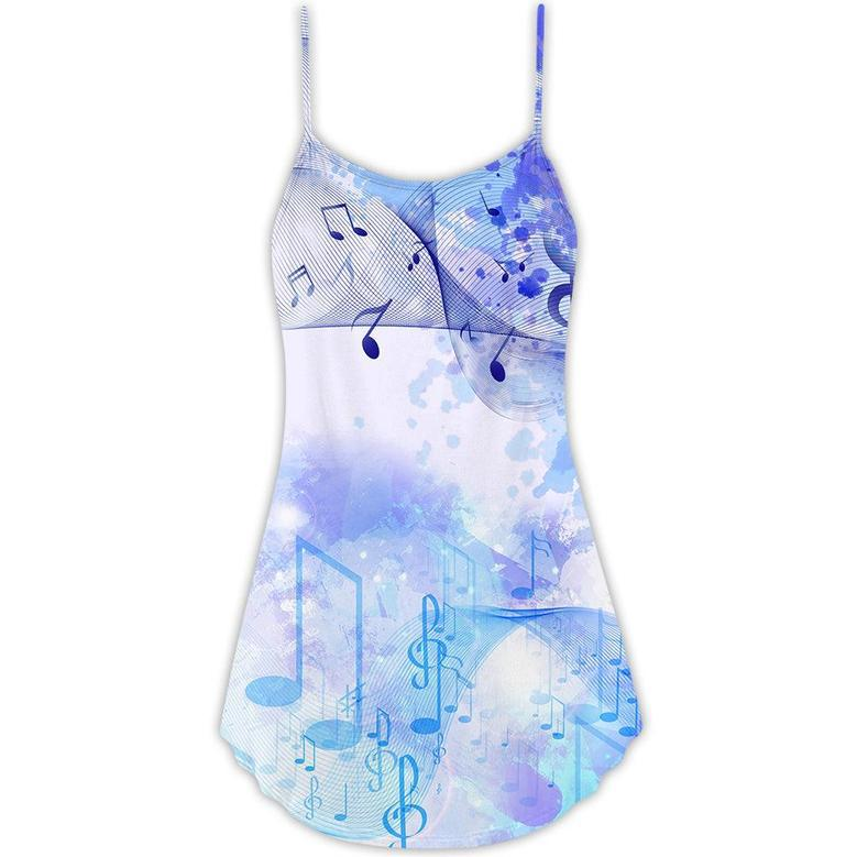 Music Watercolor Music Notes - V-Neck Sleeveless Cami Dress