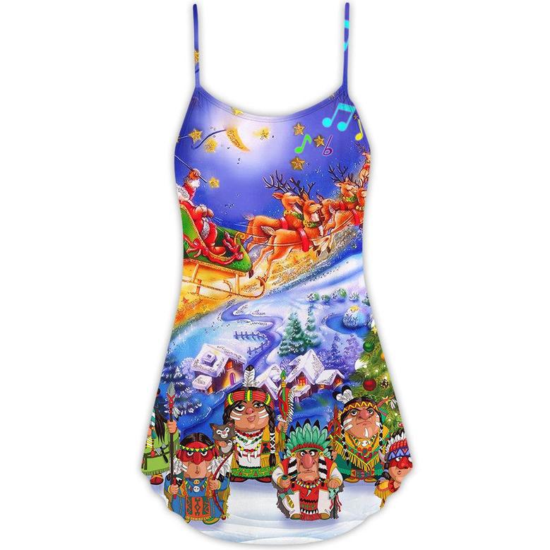 Native Funny Christmas Style - V-Neck Sleeveless Cami Dress