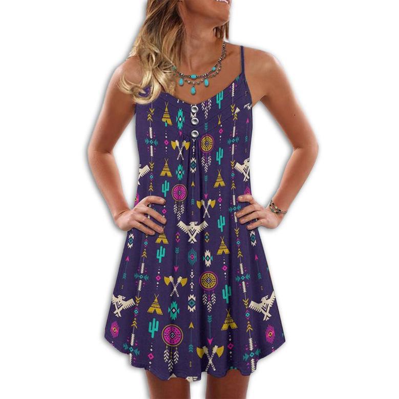 Native Pattern Summer Vibes Purple - Summer Dress