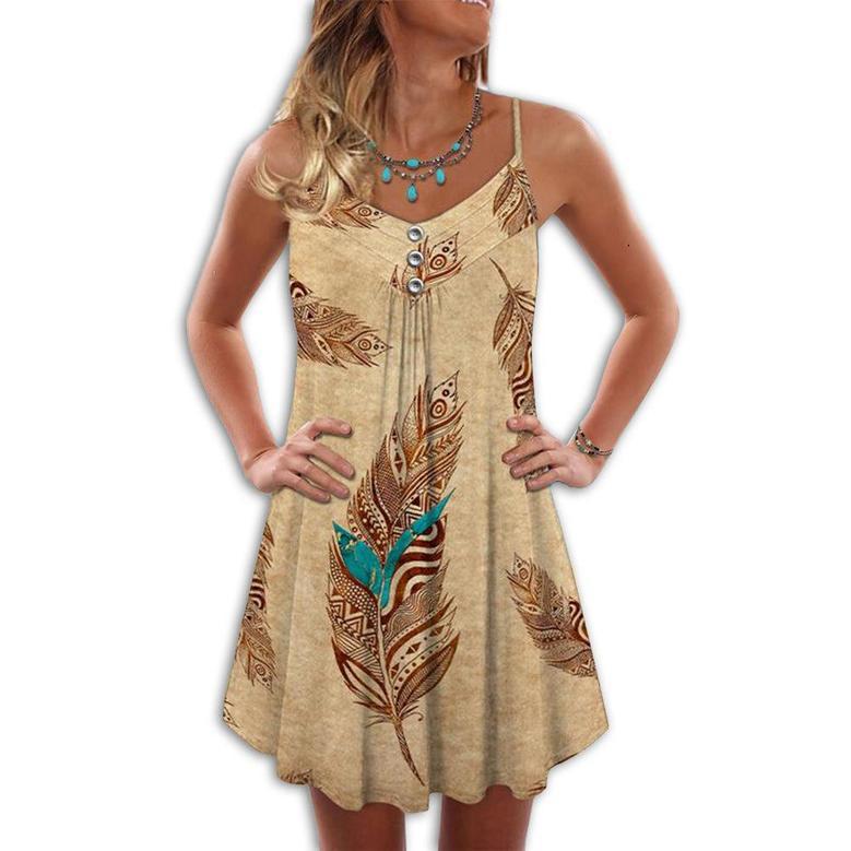 Native Peaceful Vibes Feather - Summer Dress