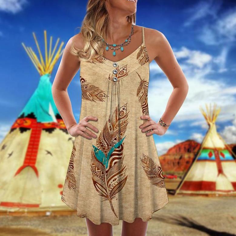 Native Peaceful Vibes Feather - Summer Dress