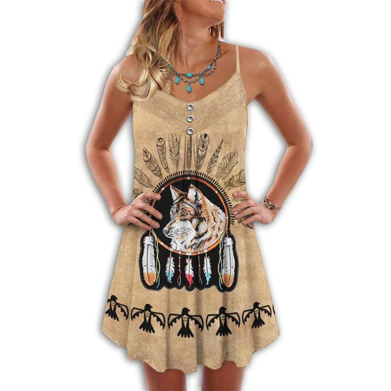 Native Wolf Peaceful Vibes Love Dreamcatcher - Summer Dress