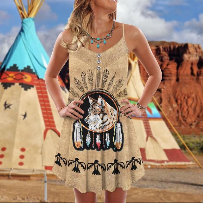 Native Wolf Peaceful Vibes Love Dreamcatcher - Summer Dress