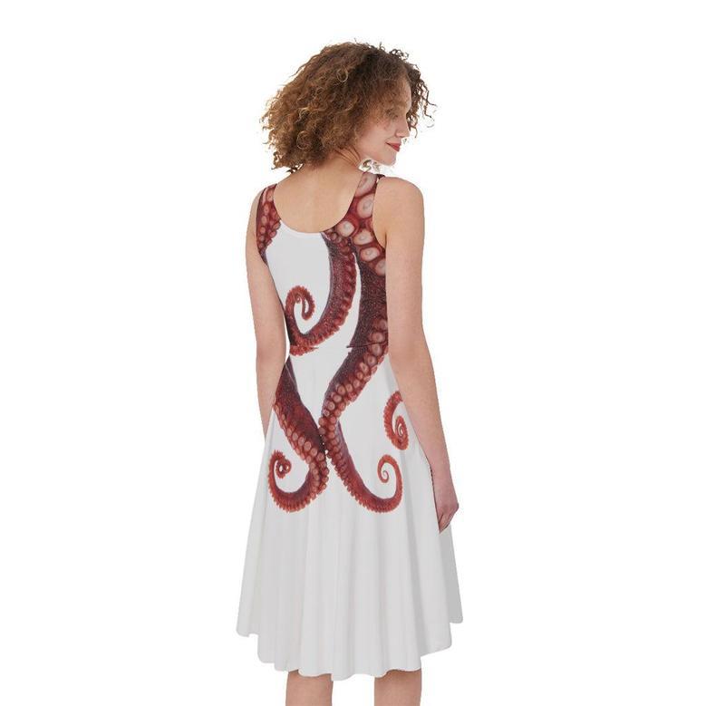 Octopus Tentacles Print Sleeveless Knee Length Dress