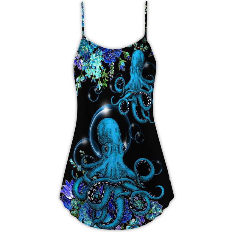 Octopus With Flower Beauttiful Day - V-Neck Sleeveless Cami Dress