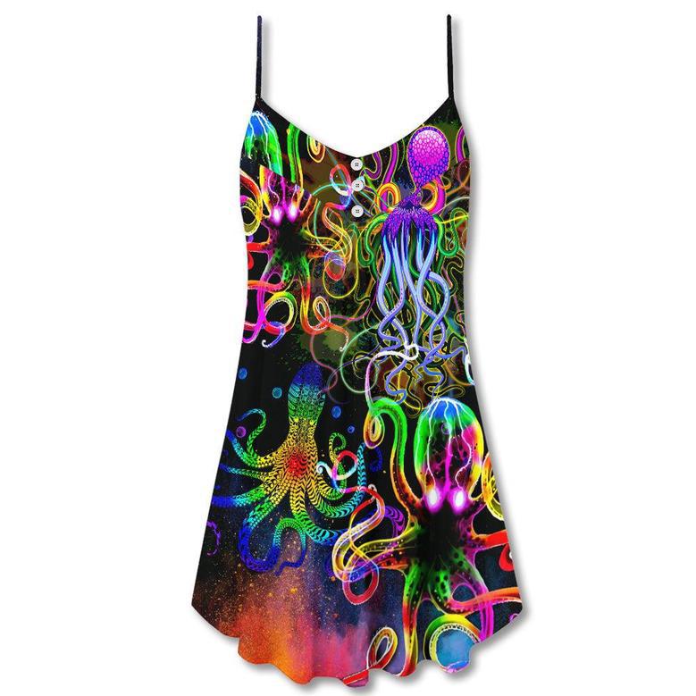 Octopus With Jellyfish Sea Life - V-Neck Sleeveless Cami Dress