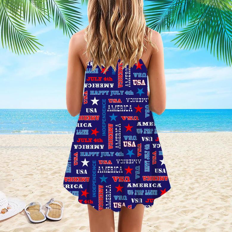 Of July America Star Spaghetti Strap Summer Dress