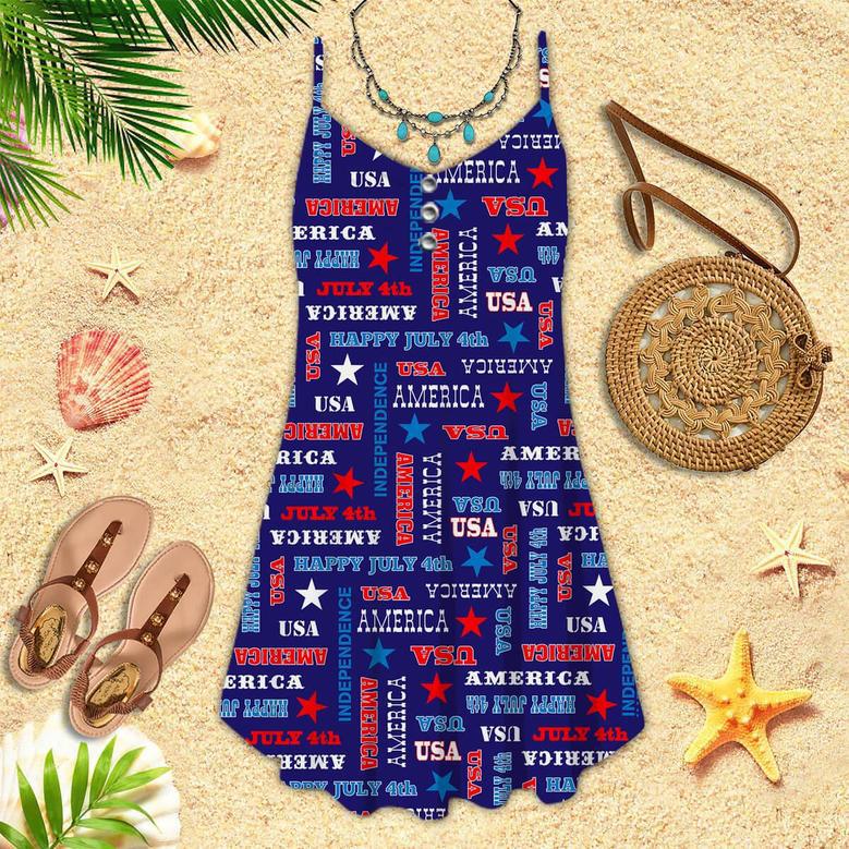 Of July America Star Spaghetti Strap Summer Dress