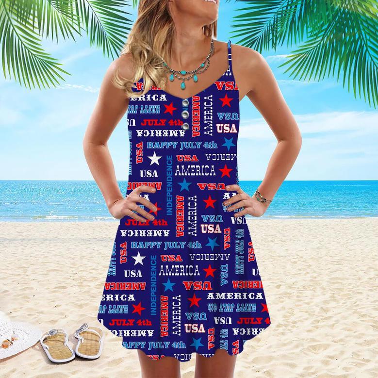 Of July America Star Spaghetti Strap Summer Dress