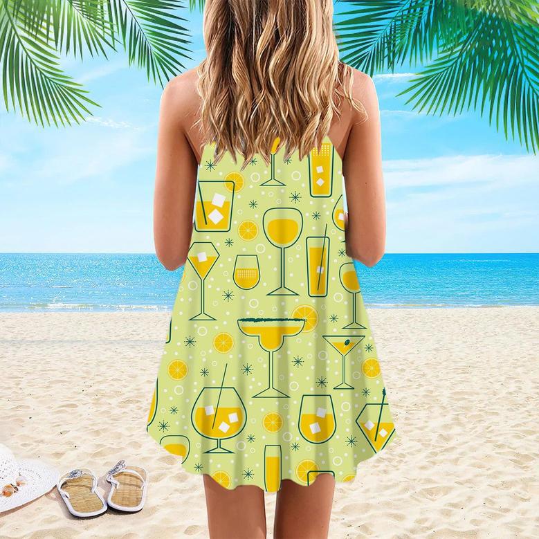 Orange Juice Cocktail Spaghetti Strap Summer Dress