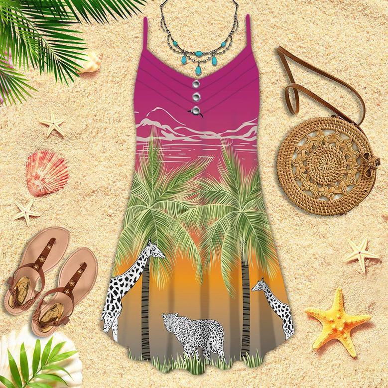 Palm Trees Tropical Spaghetti Strap Summer Dress