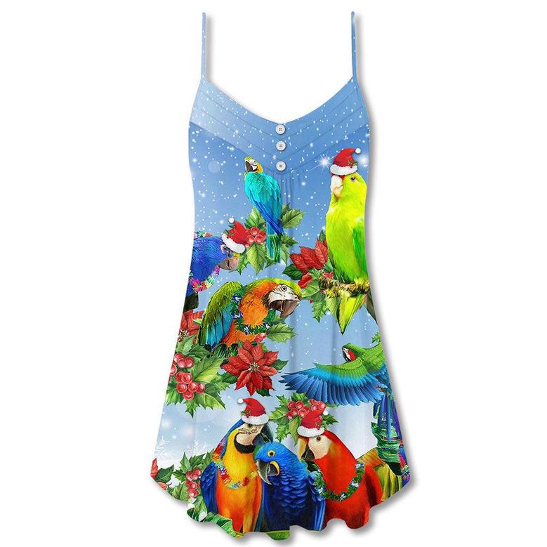 Parrot Couple Merry Christmas - V-Neck Sleeveless Cami Dress