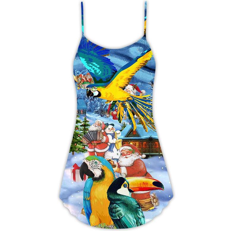 Parrot High By The Beach Christmas - V-Neck Sleeveless Cami Dress