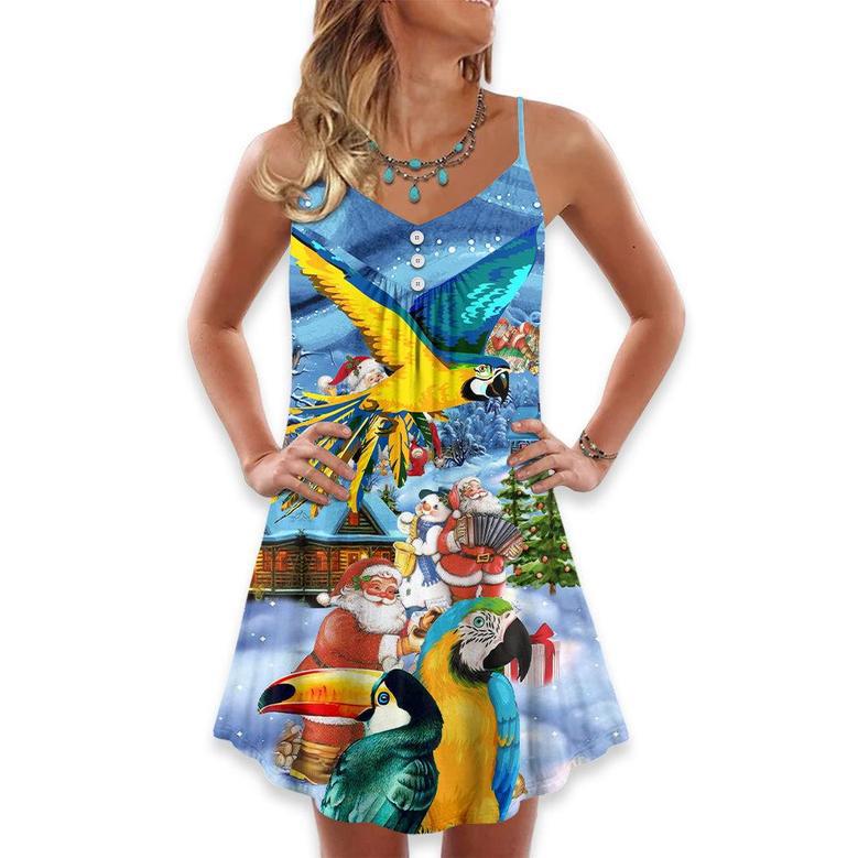 Parrot High By The Beach Christmas - V-Neck Sleeveless Cami Dress