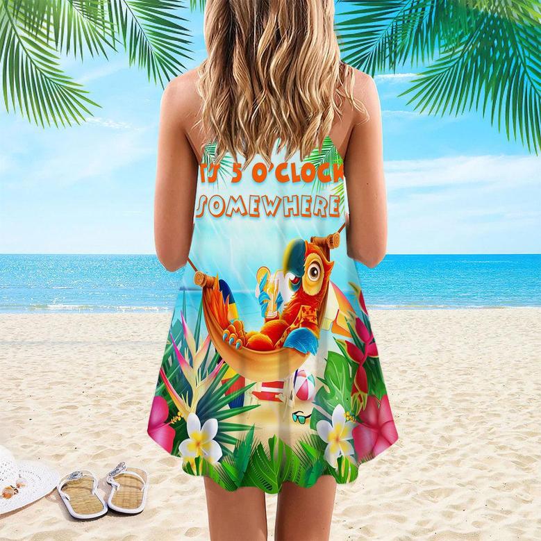 Party Parrot It's 5 O'Clock Somewhere Spaghetti Strap Summer Dress