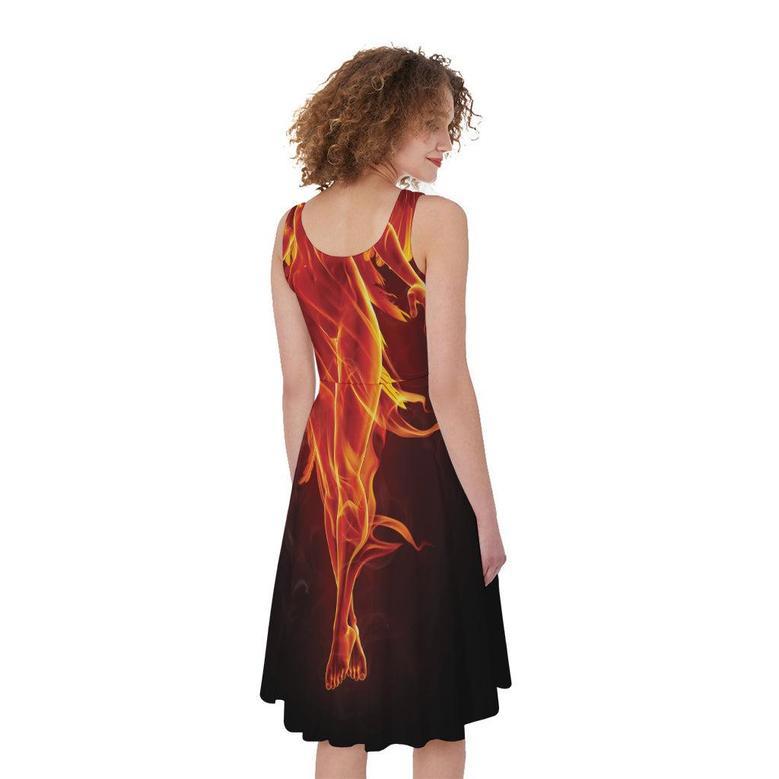 Phoenix Angel Print Sleeveless Knee Length Dress