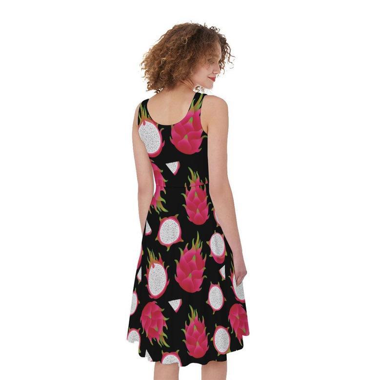 Pitaya Pattern Print Sleeveless Knee Length Dress