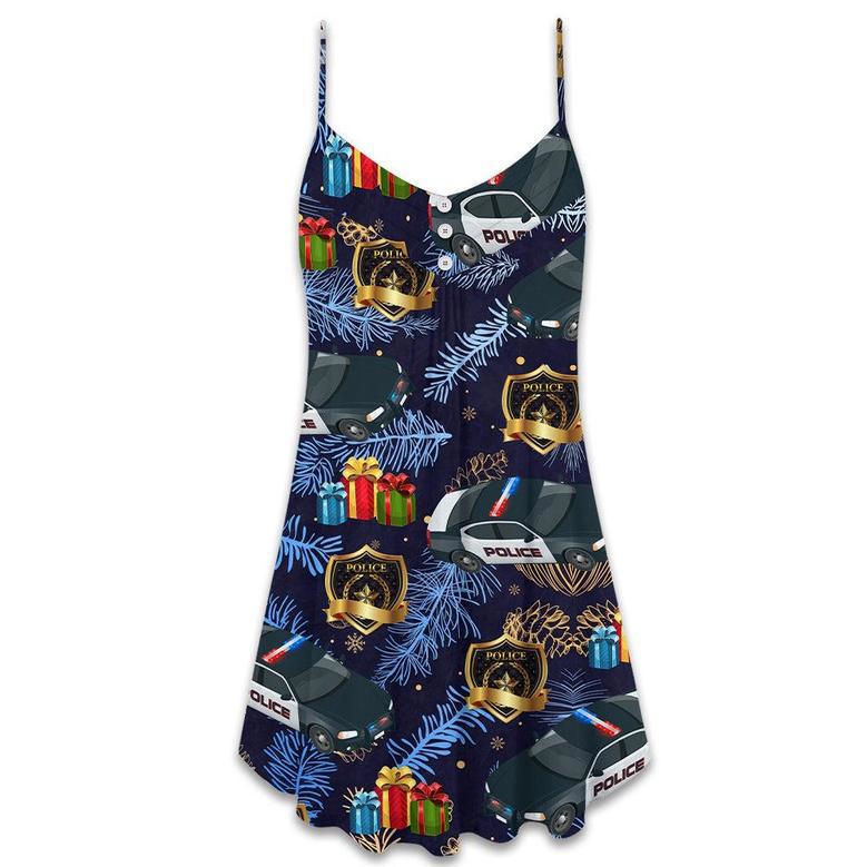 Police Christmas Pattern Merry Christmas - V-Neck Sleeveless Cami Dress