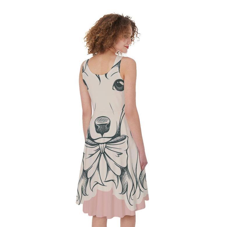 Princess Poodle Print Sleeveless Knee Length Dress