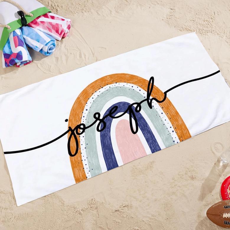 Rainbow Design Personalized Beach Towels Women Men Girls Unique