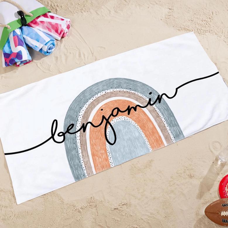 Rainbow Design Personalized Beach Towels Women Men Girls Unique