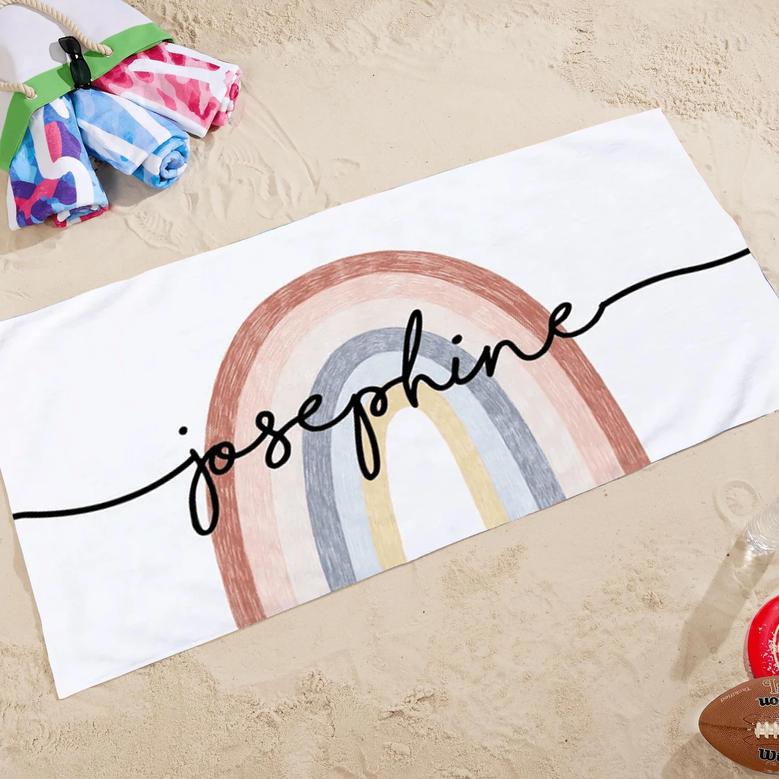 Rainbow Design Personalized Beach Towels Women Men Girls Unique