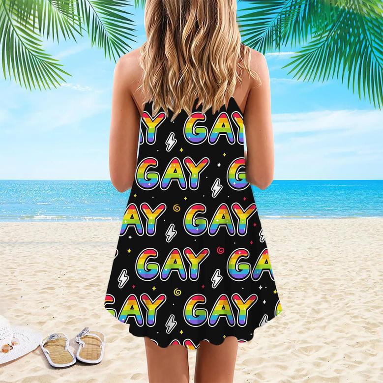 Rainbow Gay Pride LGBT Spaghetti Strap Summer Dress